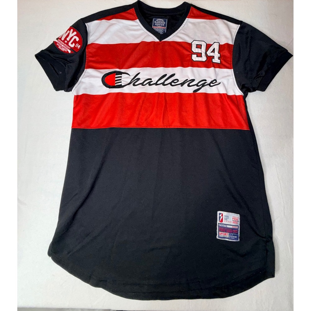 Bleecker and Mercer Jersey Mens XL Black Red White Good Sporty 94 Challenge